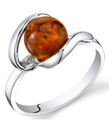 Sterling Silver Baltic Amber Open Spiral Ring - £70.62 GBP