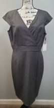 Calvin Klein Wrap Dress Womens Sz 14 Gray Sleeveless V Neck Belted Detai... - $23.05