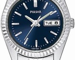 Pulsar PN8001 Women&#39;s Dress Silver-Tone Band Day/Date Blue Dial Watch - $49.50