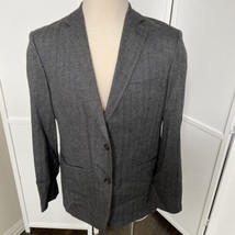 Filafil Platinum Men Gray Herringbone Blazer Wool Silk Cashmere 42R Elbo... - £33.77 GBP