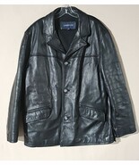 London Fog Leather Jacket Mens Large Black Button Front Pockets Lined Co... - €79,58 EUR