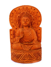 Figurine Sculpture Budha Statue Lord of Success Wooden Hand Carved Budha... - $21.32