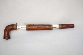 Vintage India Hand Carved Wood and Brass Handle Carving Knife and Fork 202302463 - £141.58 GBP