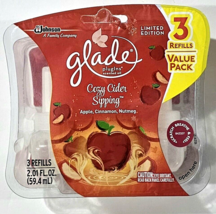 Glade Plugins Scented Oil Cozy Cider Sipping Apple Cinnamon Nutmeg 3 Refills - £18.86 GBP