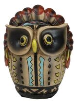 Southwestern Colorful Tribal Native Indian Owl Chief With Headdress Mone... - $493.13 MXN
