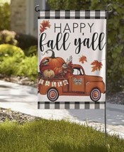 Happy FAll Y&#39;all Red Truck Double Sided Garden Flag ~ 12&quot; x 18&quot; ~ NEW! - £10.22 GBP