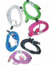 5 CORDS IPHONE4 3 CLOTH CABLE  BULK LOT cell accessory  IPHONE NEW phone... - $18.99