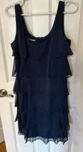 Dress Patra Navy Blue Beaded Trim Ruffled Sleeveless Cocktail Dress Size 10 - £12.62 GBP