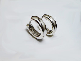 Oval Huggie Earrings 4mm Wide 925 Sterling Silver, Handmade Unisex Earrings - £33.63 GBP+