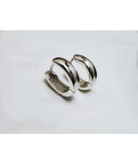 Oval Huggie Earrings 4mm Wide 925 Sterling Silver, Handmade Unisex Earrings - £35.97 GBP+