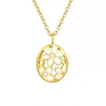 Silver Gold Flower Necklace - £27.50 GBP
