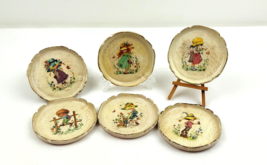 Vintage 70s Coaster Set - Rustic Girls &amp; Boys Design - Cottagecore Decor - $31.22