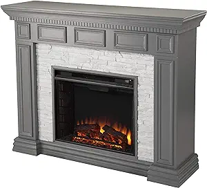 Dakesbury Faux Stacked Stone 50&quot; Electric Fireplace, Gray - $1,160.99