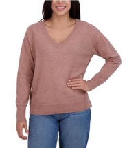 Lucky Brand Womens Sweater Pink Cognac V-Neck Long Sleeves Soft Drop Sho... - $808.74 MXN