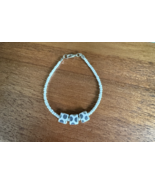 Handcrafted Bracelet, Gray/Silver square glass beads w/ gray glass seed ... - $9.75