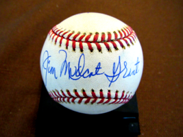 Jim Mudcat Grant Indians Twins Stat Signed Auto Oml Game Used Baseball Jsa - £156.90 GBP