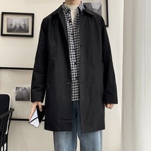 Retro Black Men Trench Coats Homme Casual Overcoat Elegant Coat Male Tunic Butto - £120.36 GBP