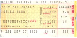 Vintage J. Geils Band Ticket Stub September 27 1975 Capitol Theatre Passaic NJ - £27.25 GBP