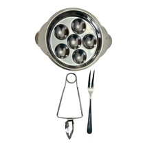 Set of 4 Stainless Steel Escargot Sets – Includes Dish, Tongs, and Fork, New and - $415.94 MXN