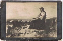 Art Postcard A Romes Meditation Woman By Seashore - $2.05