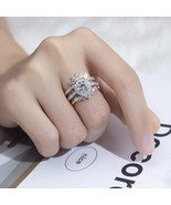 Round Moissanite Diamond Stack Ring 925 Silver Curve Engagement Stack Ri... - $426.21 CAD