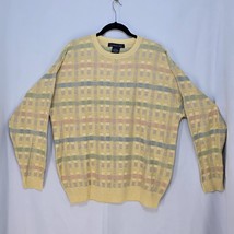 Vintage Northern Isles Sweater Men Large Yellow Multicolor Checkers Gran... - £19.92 GBP