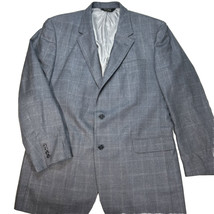 Jos A Bank Blazer Mens 48XL Blue Gray Windopane Plaid Wool Silk 48 X-Long XL - £42.92 GBP