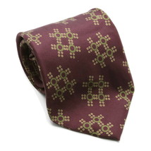 J. Crew Men&#39;s Silk Neck Tie Burgundy Olive Abstract Tic Tac Toe Made In USA - £12.76 GBP