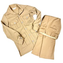 VTG 70s Mens Flare Leisure Suit Beeline Fashions Golden Bee Disco Beige ... - $97.02