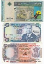 Kenya, Madagascar, Inde, plein De 3, Tout Différent World Billet de Coll... - $13.44