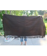 60&quot; X 60&quot; VTG Wool Fringe Shawl Wrap One Size BROWN Office Casual Warm L... - $48.99