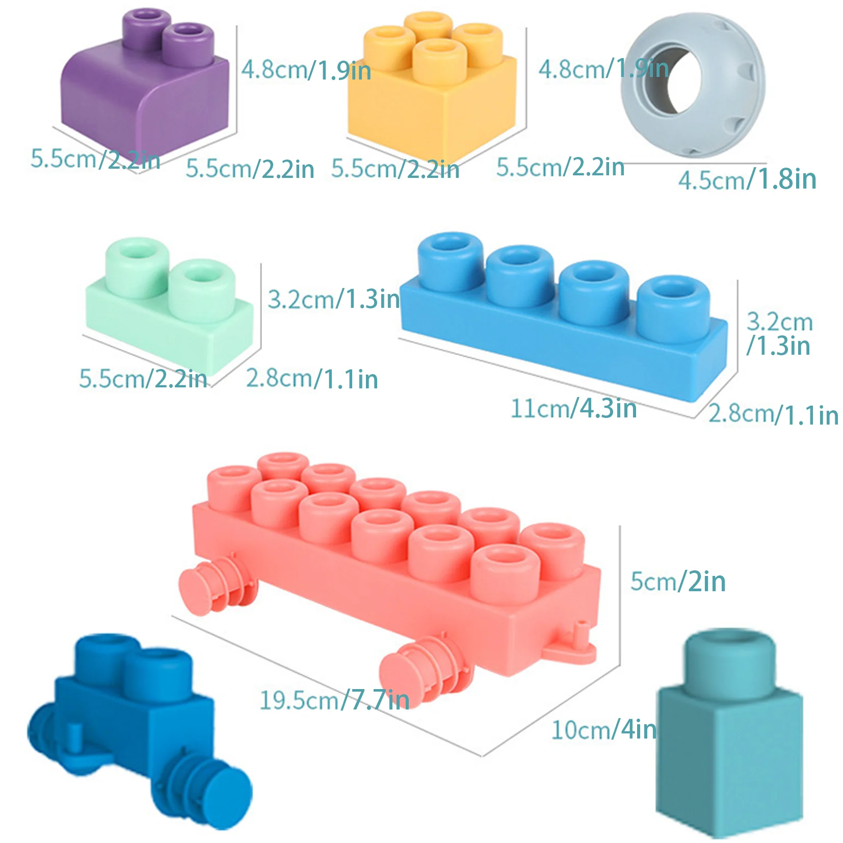 Baby Soft Plastic 3D Building Blocks Big Size Toys Baby Soft Rubber Blocks - £21.12 GBP+