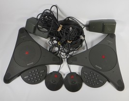 Two (2) Polycom SoundStation Conference Phones (1 EX) 2 Mics 2 Wall Modules - $98.99