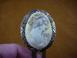 (CHL7-1) Classic lady yellow CAMEO brass hairpin stick hair pin - €22,66 EUR