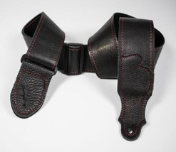 Franklin 2&#39;&#39; Deluxe 60 Leather Strap, Black/Red Stitching - £43.85 GBP