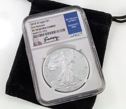 2018-W S$1 Silver American Eagle Graded by NGC as PF70 Ultra Cameo Moy - £98.56 GBP