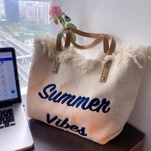 Mifuny Canvas Women Handbags casual Large Tote Beach Bag Shopping Bags Underarm  - £62.11 GBP