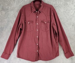 LEVIS Shirt Mens Extra Large Burgundy Western Classic Standard Fit Pearl... - $34.64