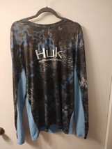 Huk Shirt Mens Blue Green Camo Kryptek Neptune Performance Fishing Long Sleeve L - £13.85 GBP