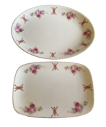 Vintage Japanese Oblong and Oval Porcelain Serving Plates, Rose &amp; Fish P... - $266.59 MXN
