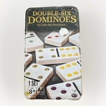Double Six Dominoes Set with Tin Box - 28 Color Double 6 Domino Tiles Ca... - $289.56 MXN