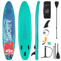 11Ft Inflatable Stand Up Paddle Board W/ Backpack Leash Aluminum Paddle - £334.30 GBP
