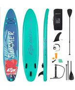 11Ft Inflatable Stand Up Paddle Board W/ Backpack Leash Aluminum Paddle - £333.87 GBP