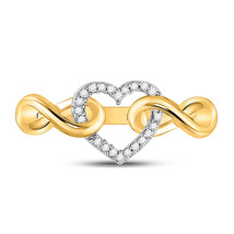 10kt Yellow Gold Womens Round Diamond Infinity Twist Heart Ring 1/10 Cttw - £296.55 GBP