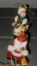 Vintage Kurt Adler Santa &amp; Mrs Claus on Tandem Bicycle Bike Christmas Ornament - $12.99