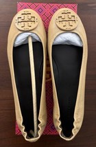 NEW Tory Burch Minnie Travel Logo Ballet Flats Ginger Shortbread Size 9 NIB - $197.99