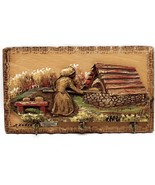 3D Canadian Art Wood Carving Lady Making Bread Key Holder H. Nadeau Vint... - £18.97 GBP