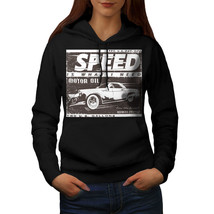 Wellcoda Vintage Racing Speed Car Womens Hoodie, Auto Casual Hooded Sweatshirt - £28.59 GBP