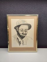 Vintage Clown Watercolor And Pen Painting Framed 1969 Bruce Hamilton - $28.50