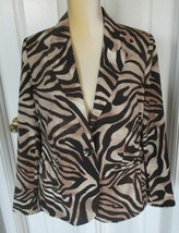 Chicos black/ecru  Zebra Print Lined Blazer Jacket Career Casual sz 1  N... - $39.99